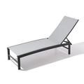 Pellebant Outdoor Chaise Lounge Aluminum Patio Adjustable Chair Light Gray