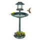 GZXS Solar Lighted Outdoor Bird Bath Vintage Pedestal Fountain Decoration for Yard Garden w/Planter Base Feeder Decorative Bird Cage Fillable Stand Dark Green