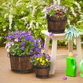 SalonMore 3 pcs Wooden Planter Barrel Set Wooden Bucket Barrel Plant Container Box