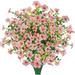 Morttic 6 Pcs Red Artificial Flowers Bulk Outdoor UV Resistant Fake Plants for Outside No Fade Fall Flowers Greenery Shrubs for Hanging Basket Planters Window Box Garden Porch Decor Pink