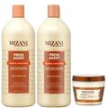 Mizani Press Agent Shampoo 33.8oz + Conditioner 33.8oz + Rose H2O 8oz w Processing Caps