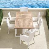 Pierce 7-pc. Expandable Teak Dining Set in White Finish - Air Blue with Natural Piping - Frontgate