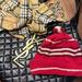 Burberry Accessories | Burberry 100% Lambs Wool Pom Pom Hat Red Nova Check | Color: Cream/Red | Size: Os