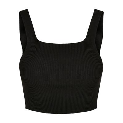 Muskelshirt URBAN CLASSICS "Urban Classics Damen Ladies Cropped Knit Top", Herren, Gr. XXL, schwarz, 35% Polyacryl, 35% Viskose, 30% Polyamid, unifarben, casual, slim fit, eckiger Ausschnitt, ohne Ärmel, Shirts Image
