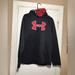 Under Armour Shirts | Large Loose Hoodie Under Armour Black Red Front Pouch Pull Over New Hood String | Color: Black/Red | Size: L