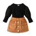 ZHAGHMIN Girls Shorts Sets Kids Baby Girls Long Bubble Sleeve Ribbed Solid Sweater Tops Blouse Patchwork Skirt Outfit Clothes Set 2Pcs Baby Girl Blankets Under 10 Baby Shoes Girls Clothes 2T-3T Baby