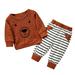 ZHAGHMIN Toddler Girl Outfit Baby Girls Boys Long Sleeve Bear Print Sweatshirt Tracksuit Tops Striped Pants 2Pcs Outfits Clothes Set Girl Outfits Preemie Baby Girl Clothes Set Baby Girl Twin Outfits