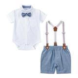 ZHAGHMIN Baby Boy Bottoms Baby Boys Cotton Summer Gentlemen Outfits Short Sleeve Bowtie Romper Suspender Shorts Outfits Clothes Suit Set Baby Boys Suspenders And Bow Tie Set Boys Clothes 8 10 Bow Ti