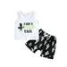 ZHAGHMIN Black And White Striped Shirt Kids Baby Boys Print Spring Summer Sleeveless Vest Shorts Holiday Outfits Clothes Girls Clothes Size 14-16 Outfits Two Piece Outfits For Teen Girls Girl Stuff