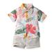 Hawaii Beach Sets for Toddler Baby Boy Short Sleeve Lapel Down Button Down Print Beach Shirts and Short Pants Two-piece Set