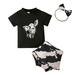 ZHAGHMIN Girl Outfits Size 7-8 Toddler Girls Summer Set Print Tops Shorts Trousers Set Casual Clothes Outfits 24M Baby Girl Clothes Elephant Baby Womens Clothes Headband Gift Set Your Driver Has Arr