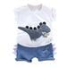 ZHAGHMIN Boys Clothing Tops Letter Baby Outfits Shirt T Shorts Set Cartoon Print Dinosaur Boys Toddler Boys Outfits&Set Toddler Boy Summer Clothes 7T Boys Clothes Track Suit Kids Girls Baby Boy Outf