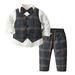 ZHAGHMIN 3T Long Sleeve Shirt Boy Toddler Boys Long Sleeve T Shirt Tops Plaid Vest Coat Pants Child Kids Gentleman Outfits Sweater Boy Sweat Suits For Boys Baby Outfits Clothes Set For Baby Boy Wint