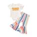 ZHAGHMIN Teenage Girl Clothes Fashion Kid Two Piece Set Printed Top And Colored Bell Bottoms Girls Sportswear Outfits Kid Mama S Sugar Girls Outfits Size 7 Little Girl Outfits Cute Outfits