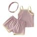 ZHAGHMIN Stitch Clothes For Girls Baby Girls Boys Sleeveless Strap Vest T Shirt Tops Shorts Headband 3Pcs Outfits Clothes Set Checke Crop Top Kids Outfits For School Teen Girls Teen Girl Summer Outf