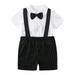 ZHAGHMIN 4T Boys Pants Baby Boys Gentleman Bowtie Suit Striped Suspender Shorts Shirt Tops Set Outfids 2Pcs Clothes Toddler Boy Dress Clothes Baby Boy Shirt And Pants Set Pant Set Boy New Baby 2T Bo