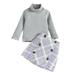 ZHAGHMIN Crop Tops For Kids Toddler Girls Long Sleeve Ribbed T Shirt Tops Plaid Prints Skirt Outfits Family Easter Outfits Baby Girl 3 Months Clothes 16 Girls Clothes Baby Girl Auntie Outfits