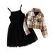 ZHAGHMIN Back School Outfit Toddler Girls Sleeveless Tulle Princess Dress Plaid Prints Coat Kids Outfits Take Luck Home Clothes Girls Christmas Clothes Toddler Summer Pajamas Girls Cute Winter Cloth