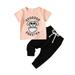 ZHAGHMIN Cute Dresses For Girls Toddler Girls Easter Short Sleeve Cartoon Rabbit Printed T Shirt Pullover Tops Pants Kids Outfits Crop Top Pants For Teen Girls Outfits 6 Month Baby Girl Outfit Girl