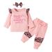 ZHAGHMIN Teenage Girl Clothes Toddler Baby Girls Clothes Letter Leopard Printed Tops Shirts With Bow Trouser Pants Outfits Set Fall Clothes For Teens Girls Girls Cute Sweatpants Girls Top And Pants