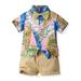 Hawaii Beach Sets for Toddler Baby Boy Short Sleeve Lapel Down Button Down Print Beach Shirts and Short Pants Two-piece Set