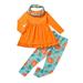 Canrulo 3PCS Toddler Kids Baby Girls Halloween Pullover Pumpkin Printed Pants and Neckerchief Outfits Orange 18-24 Months