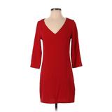 Jack by BB Dakota Casual Dress - Shift V Neck 3/4 sleeves: Red Print Dresses - Women's Size X-Small