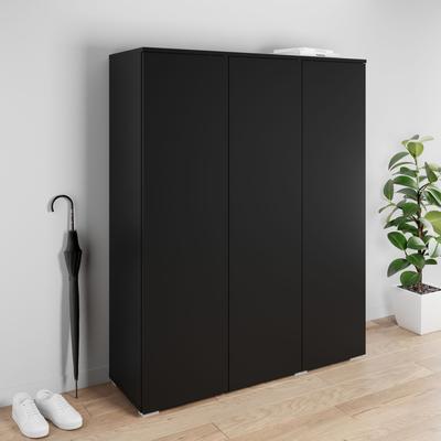 Schuhschrank INOSIGN "Paris", schwarz (graphite schwarz matt, graphite schwarz matt), B:105cm H:131cm T:35cm, FSC-zertifizierter Holzwerkstoff, Schränke, 3-türiger griffloser geräumiger Schuhschrank 105cm brei Image