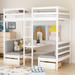 Functional Loft Bed (turn into upper bed and down desk, cushion sets are free), Twin Size, White