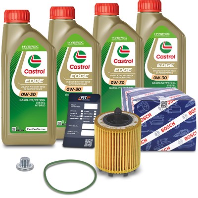 Bosch Ölfilter+Schraube+4 L Castrol 0W-30 [Hersteller-Nr. 10490870] für Opel Image