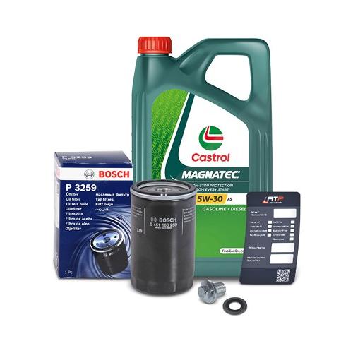 Bosch Ölfilter+Schraube+5 L Castrol Magnatec 5W-30 A5 für Ford