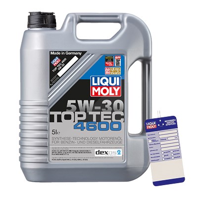 Liqui Moly 5 L Top Tec 4600 5W-30 + Ölwechsel-Anhänger [Hersteller-Nr. 3756] Image