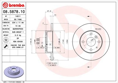 Brembo Bremsscheibe [Hersteller-Nr. 08.5878.10] für Daihatsu Image