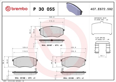 Brembo Bremsbeläge vorne (Satz) [Hersteller-Nr. P30055] für Hyundai, Kia Image