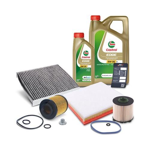 Bestprice Inspektionspaket SET B + 6L CASTROL EDGE C3 5W-30 Motoröl für Chevrolet, Opel