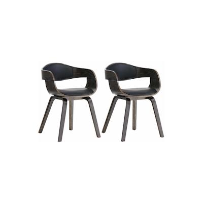 CLP 2er Set Stühle Kingston Kunstleder schwarz/grau