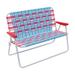 Arlmont & Co. Mugisha Web Love Seat Folding Beach Chair Metal in Blue/Gray/Red | 22.63 H x 45.94 W x 33.14 D in | Wayfair