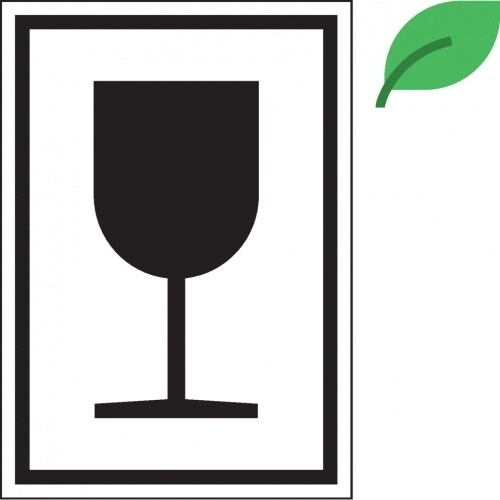 Dreifke® Aufkleber | Verpackungskennzeichen Vorsicht zerbrechlich, ökologische Folie, 74x105mm, 500/Rolle Image