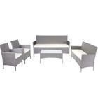 Mendler 3-2-1-1 Poly-Rattan Garten-Garnitur Halden, Lounge-Set Sitzgruppe Sofa ~ grau, Kissen creme