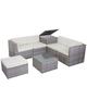 Mendler Poly-Rattan-Garnitur HWC-D21, Balkon-/Garten-/Lounge-Set Sofa Sitzgruppe, Box Staufach ~ grau, Kissen creme