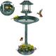 Seizeen Outdoor Bird Bath Green Garden Birdbaths & Bird Feeder Comb with Solar Light Base Planter 3 Tiers Round Bird Bath Garden Decor for Outside Lawn Yard