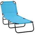 Outsunny Reclining Lawn Chaise Lounge Folding Chair Adjustable Backrest