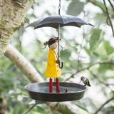 Kokovifyves Home Essentials Novel Feeder Metal Hanging Chain Girl and Umbrella Bird Feeder