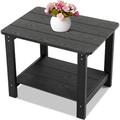 LGHM Outdoor Side Table 22.8 L x 17 W Oversized All Weather Resistant Rectangle 2-Tier Patio Adirondack End Table Black