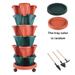 Stackable Planter 6 Tier with Wheels and Tools Indoor Outdoor Gardening Pots - Vertical Garden Planter Green and Red