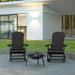 Emma + Oliver Set of 2 All-Weather Poly Resin Adirondack Rocking Chairs in Black with Gray Cushions