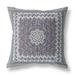 HomeRoots 16 Gray Peach Holy Floral Indoor Outdoor Throw Pillow 28x28
