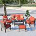 Ovios 7 Pieces Outdoor Furniture All-Weather Patio Conversation Set Wicker Sectional Sofa with 5 Cushions