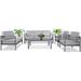 Auto Beyond Outdoor Patio Furniture Set Patio Couch Conversation Sets Modern Dark Grey Sectional Seating Sofa with Waterproof Cushion and Coffee Table