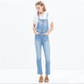 Madewell Pants & Jumpsuits | Madewell Size Medium Button Front Light Wash Cropped Overalls | Color: Blue | Size: M